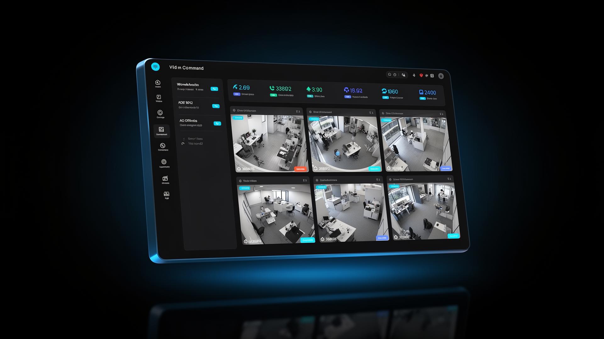 SentinelX command center dashboard with multi-camera live grid